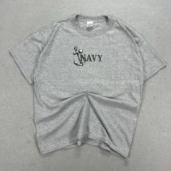 Soffe‎ Vintage 90s United States Navy T-Shirt Men’s Large Gray Short Sleeve - Picture 1 of 7